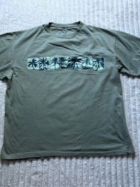 Newport Olive Green Palm Strip Short Sleeve Tee